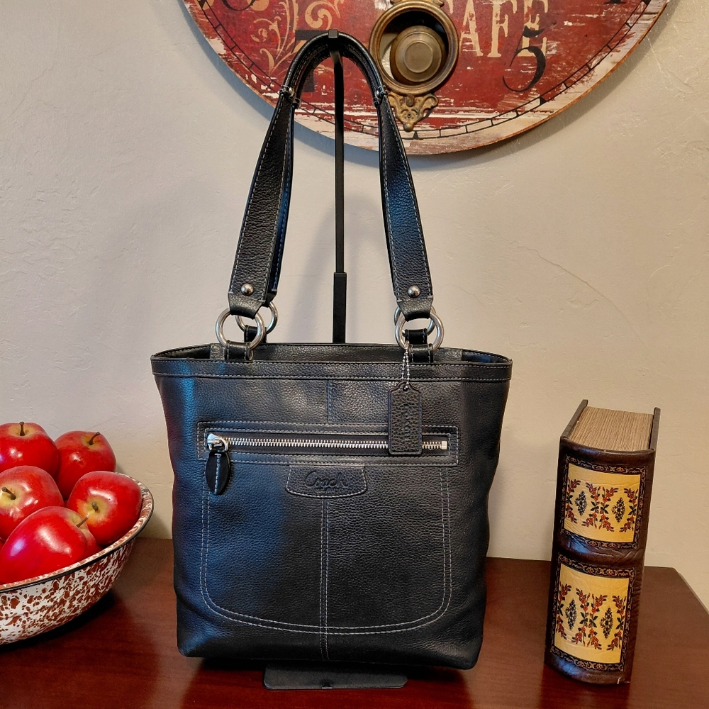 Coach Penelope Black Pebbled Leather Tote - Picture 12 of 12
